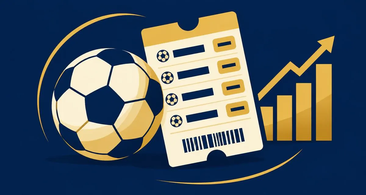 Fotboll, en spelkupong med oddsrader och ett stigande stapeldiagram